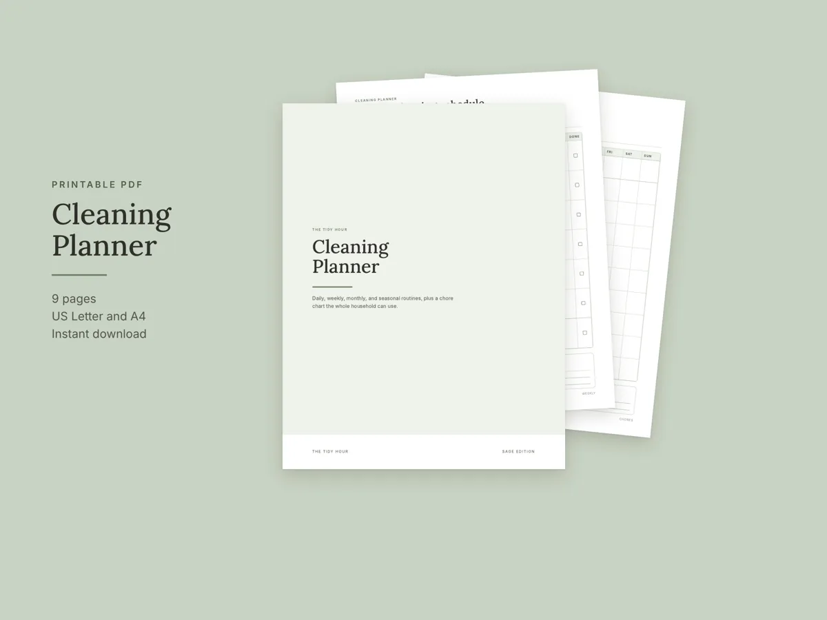 Cleaning planner pages